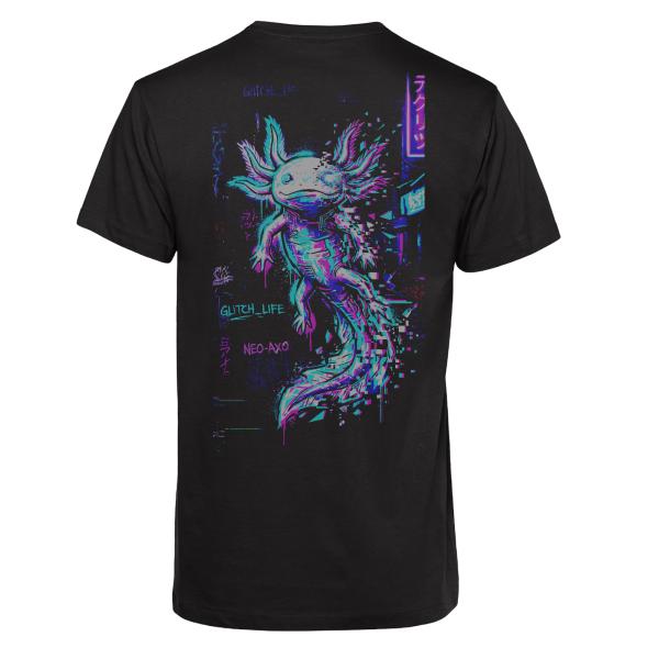 schwarzes T-Shirt Rückansicht mit Lotte NEO AXO Textilprint